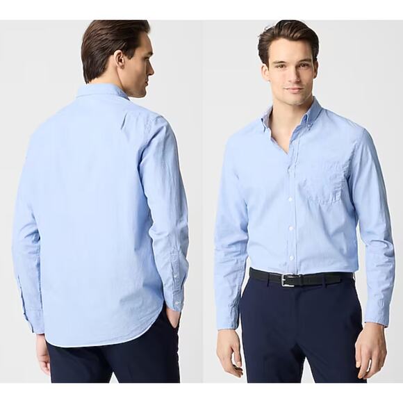 J Crew Factory | NWOT | Slim Untucked flex casual shirt in Waterfall Blue | Sz M - Picture 1 of 9
